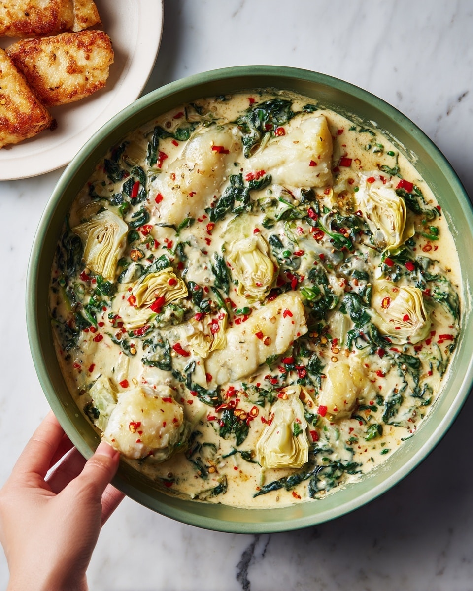 Quick & Cheesy Skillet Chicken with Creamy Spinach Artichoke Sauce